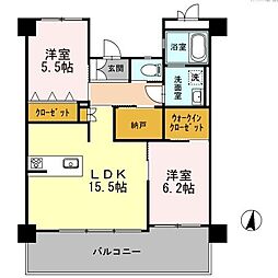 シェソワアンテイ 2LDKの間取図画像