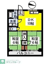 コーポのなか 2LDKの間取図画像