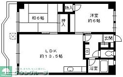 横尾ビル1 2LDKの間取図画像