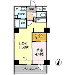 フォレストドルフ天神 1LDKの間取図画像