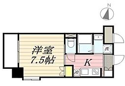 キルンズ西新 1Kの間取図画像