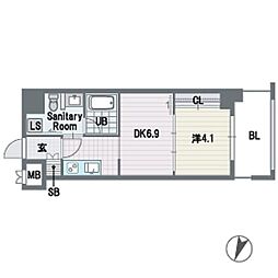 レジディア警固 1DKの間取図画像