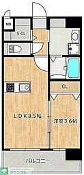 RESIAS ONE TENJINMINAMI BLDG 1LDKの間取図画像