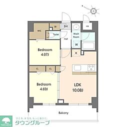 S-RESIDENCE薬院aureate 2LDKの間取図画像