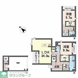 シャーメゾン浄水通り 2LDKの間取図画像