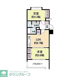 グランパーク天神 2LDKの間取図画像
