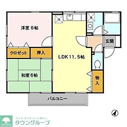 ロイヤルハウス副田 2LDKの間取図画像