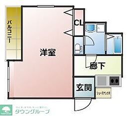 テングット城西 1Kの間取図画像