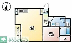 福岡市早良区飯倉2丁目アパート 1LDKの間取図画像