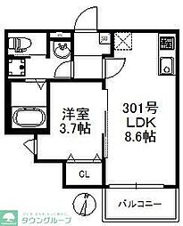 サンミライ今宿駅前 733 1LDKの間取図画像