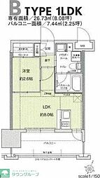 ドゥーエ赤坂 1LDKの間取図画像