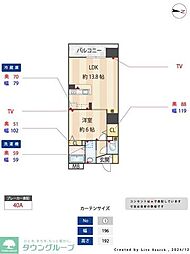 S-FORT警固タワー 1LDKの間取図画像