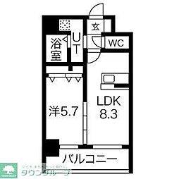 クロス天神南 1LDKの間取図画像