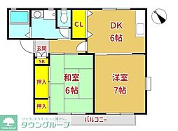喜峰ハイツ 2DKの間取図画像