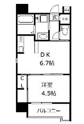 ウィステリア桜坂ヒルズ 1DKの間取図画像