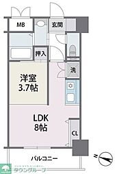 アビターレ春吉 1LDKの間取図画像