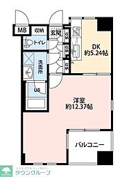 クレアセンターマーク 1DKの間取図画像