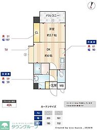 RESIAS ONE TENJINMINAMI BLDG 1DKの間取図画像