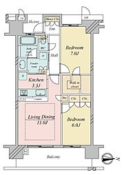 アップルガーデン茨木 2LDKの間取図画像