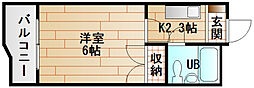 セブン田中ビル 1Kの間取図画像