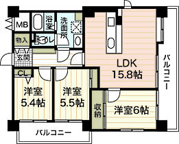 野村ソシエテ白島  ｜ 広島県広島市中区白島九軒町（賃貸マンション3LDK・3階・83.00㎡） その2