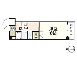 カーサ祇園 1Kの間取図画像