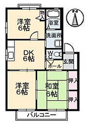 イーストパークA棟 3DKの間取図画像