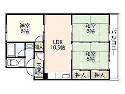 コーポ木村 3LDKの間取図画像