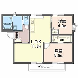 フレグランス吉岡 2LDKの間取図画像