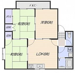ディアス岡本 3DKの間取図画像