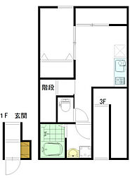レユシール温品 1LDKの間取図画像