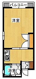 コーポ御幸 1Kの間取図画像