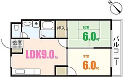 森田ビルNo.1 2LDKの間取図画像