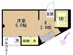 中屋ビル 1Kの間取図画像