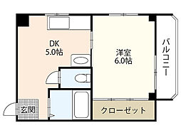 第一ラックビル 1DKの間取図画像