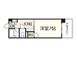 ジャスティヒルト高須 1Kの間取図画像