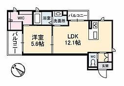 シャーメゾン祇園 2階1LDKの間取り