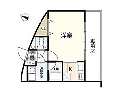 ハウス・バーンフリート中山 1Kの間取図画像