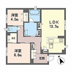 セントラル山田 1階2LDKの間取り