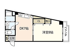 第六賀茂ビル 1DKの間取図画像