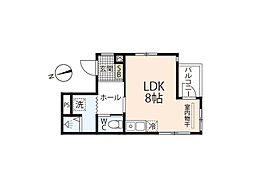 広島市中区昭和町アパート ワンルームの間取図画像