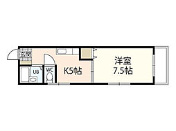 コーポ市村 1DKの間取図画像