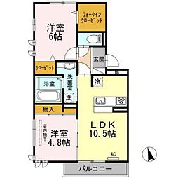 ボヌールK 2LDKの間取図画像