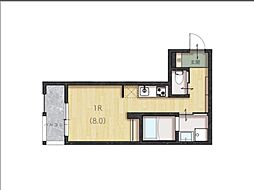 呉市三条2丁目アパート ワンルームの間取図画像