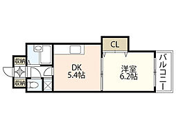 リバーサイド堺町 1DKの間取図画像