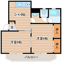 VISTA五日市 2DKの間取図画像