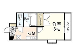 平岩ビル 1Kの間取図画像