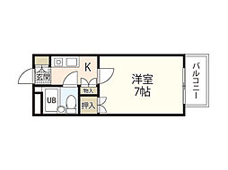 アストロ庚午 1Kの間取図画像