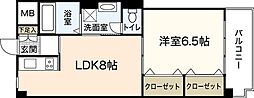リビオーヌ五日市中央 1LDKの間取図画像