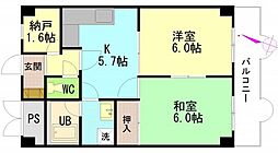 セントラルリバー祇園 2SKの間取図画像